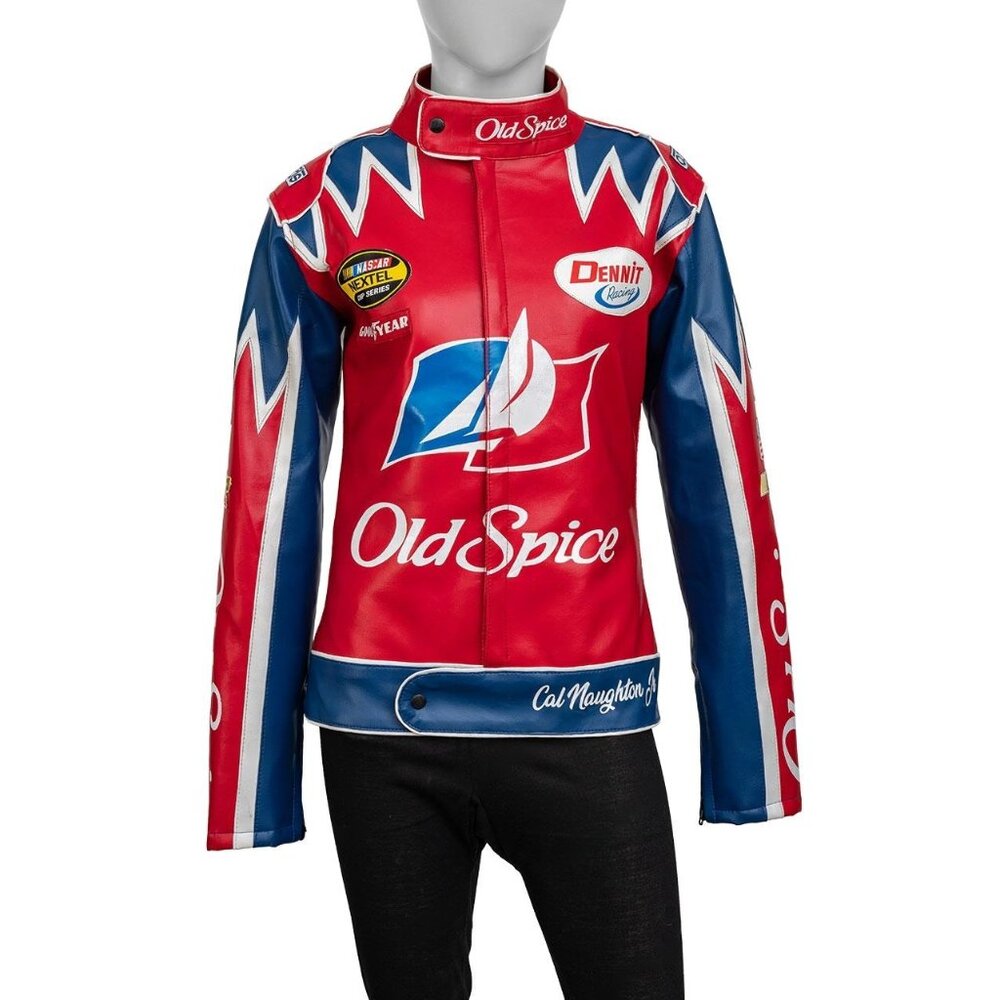 Talladega Nights Old Spice Motorcycle Racing Leather Jacket